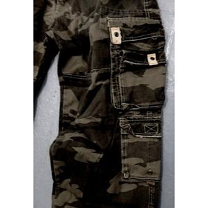 Vintage Plugg Army Green Camo Cargo Pants Men 33x32 Distressed Pockets Retro
